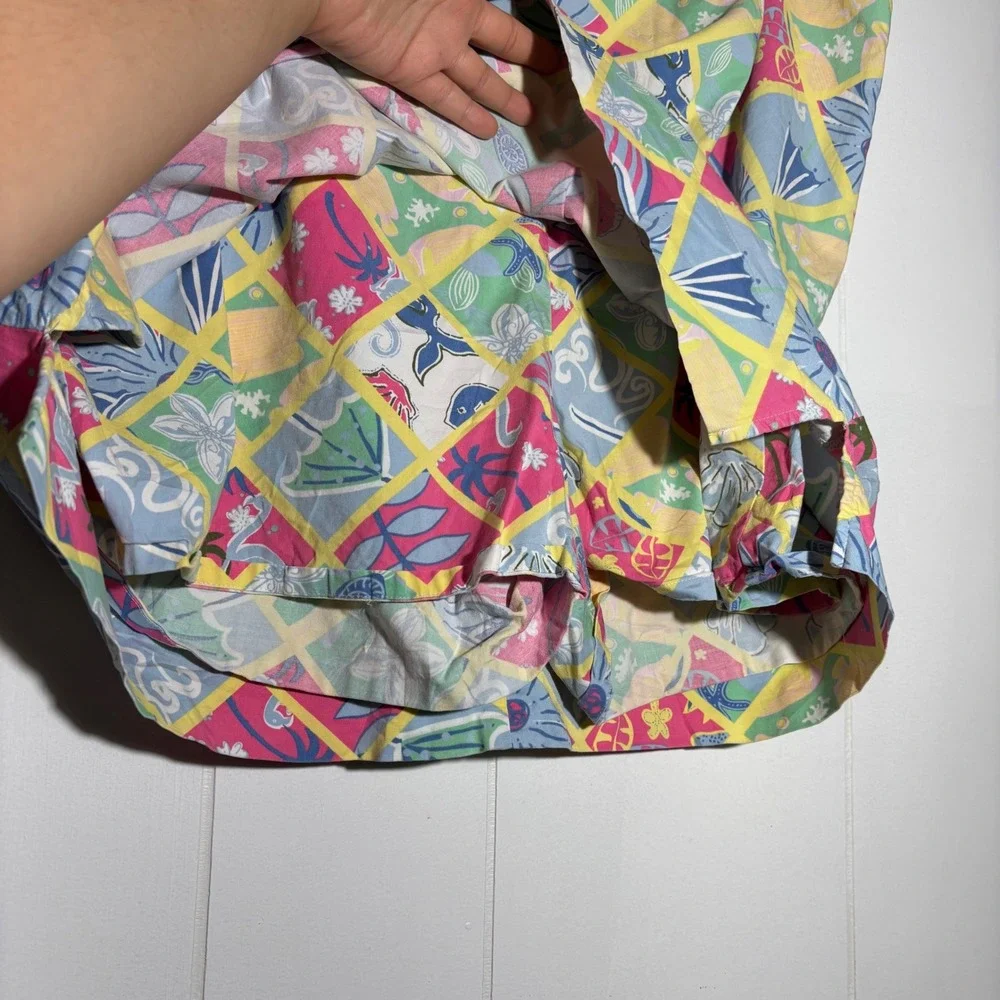 Y2K VTG Tropical Patchwork Skort Multi Color Cotton Tropical Vacation Resort
